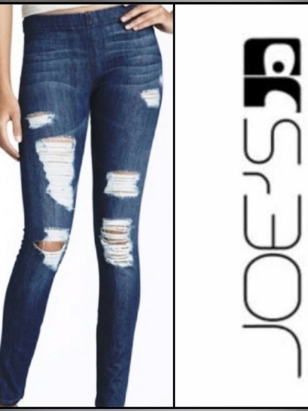 Vintage Joe’s Pull On Distressed Denim Jean Leggings Jeggings with Zipper Hem